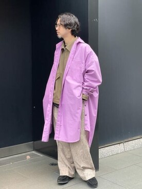 「MAISON SPECIAL（メゾンスペシャル）の《ユニセックスアイテム》ALBINI/アルビニ ヴィヴィッドカラースムースプライムオーバークルーネックロングスリーブTシャツ 【MAISON SPECIAL/メゾンスペシャル】（Tシャツ/カットソー）」を使った、MAISON SPECIALさん（メンズ・169cm）の秋コーディネート
