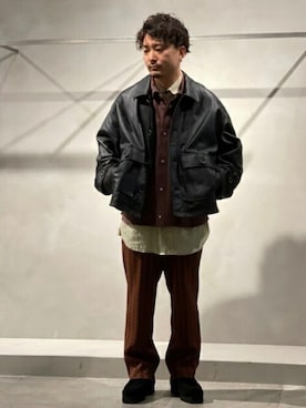 「MAISON SPECIAL（メゾンスペシャル）のアイテム（モカシン/デッキシューズ）」を使った、MAISON SPECIALさん（メンズ・168cm）の秋コーディネート