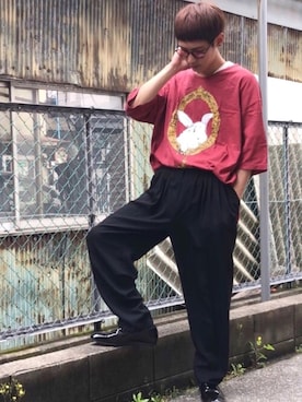 「BEAMS（ビームス）のアイテム（スリッポン）」を使った、TenMuさん（メンズ・177cm）の春コーディネート