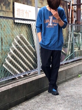 「Rodeo Crowns（ロデオクラウンズ）のアイテム（スウェット）」を使った、TenMuさん（メンズ・178cm）の夏コーディネート