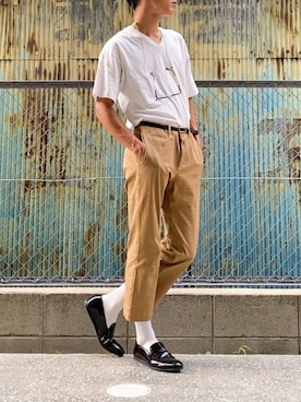 「BEAMS（ビームス）のアイテム（スリッポン）」を使った、TenMuさん（メンズ・177cm）の夏コーディネート