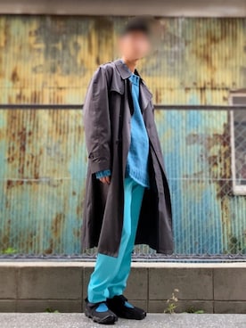 「アイテム（ノーカラーコート）」を使った、TenMuさん（メンズ・177cm）の秋コーディネート