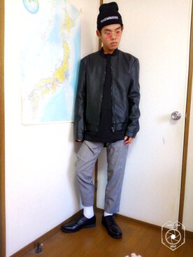 「FOREVER 21」｜「アイテム（ライダースジャケット）」を使った、KENTOさん（メンズ・168cm）の秋コーディネート