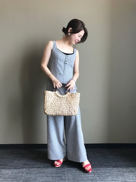 「RANDA（ランダ）のアイテム（オールインワン・サロペット）」を使った、nakamura sayakaさん（レディース・156cm）の夏コーディネート