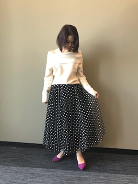 「RANDA（ランダ）のアイテム（ニット/セーター）」を使った、nakamura sayakaさん（レディース・156cm）の夏コーディネート