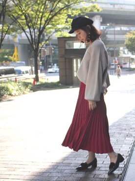 nakamura sayakaさんの「ウエストベルトプリーツスカート」を使ったコーディネート
