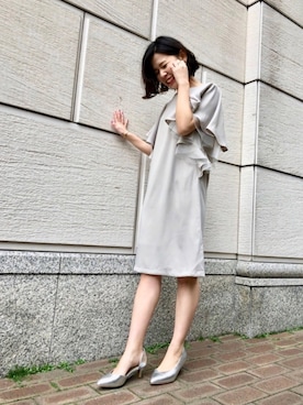 「RANDA（ランダ）の3E/ストレスフリー/サイドオープンパンプス（パンプス）」を使った、nakamura sayakaさん（レディース・156cm）の冬コーディネート
