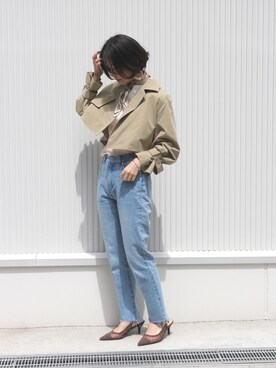 「RANDA（ランダ）のアイテム（ジャケット/アウター）」を使った、nakamura sayakaさん（レディース・156cm）の春コーディネート