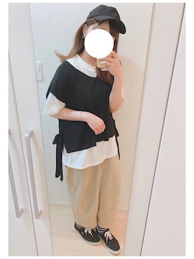 「MERLOT（メルロー）のアイテム（帽子）」を使った、まる☺︎さん（レディース・157cm）の夏コーディネート