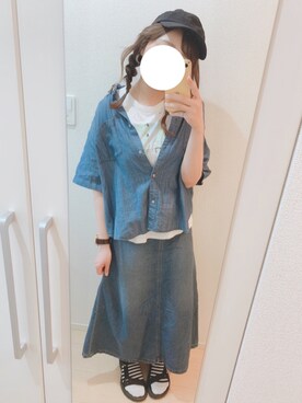 「MERLOT（メルロー）のアイテム（帽子）」を使った、まる☺︎さん（レディース・157cm）の夏コーディネート
