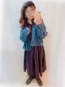 「sakishimatokyo」｜「アイテム（デニムジャケット）」を使った、まる☺︎さん（レディース・157cm）の秋コーディネート