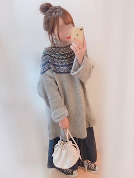 「H&M（エイチ・アンド・エム）のアイテム（ワンピース/ドレス）」を使った、まる☺︎さん（レディース・157cm）の冬コーディネート