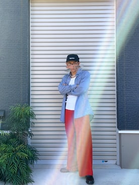 「アイテム（スウェットパンツ、レッド系）」を使った、【相互フォロー】おけん さん（メンズ・170cm）の秋コーディネート