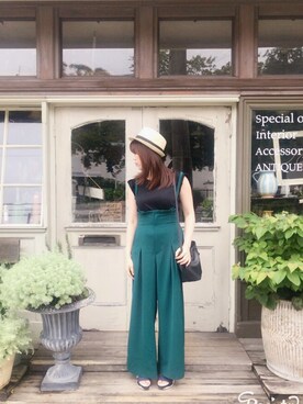 「CECIL McBEE（セシルマクビー）のアイテム（サロペット/オーバーオール）」を使った、カロさん（レディース・162cm）の夏コーディネート