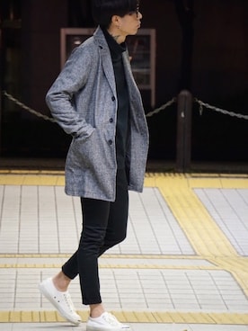 「ジャックパーセル」｜「アイテム（チェスターコート）」を使った、MKTさん（メンズ・174cm）の秋コーディネート