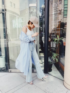 「アイテム（キャップ）」を使った、AKIKO SHINOZAKIさん（レディース・154cm）の春コーディネート