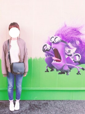 「USJ」｜「アイテム（MA-1）」を使った、まいまいさん（レディース・158cm）の春コーディネート