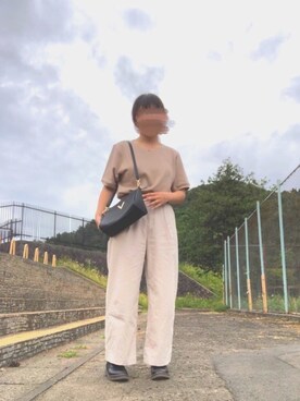 「UNIQLO（ユニクロ）のワッフルクルーネックT（5分袖）（Tシャツ/カットソー）」を使った、名波  凪さん（レディース・157cm）の夏コーディネート