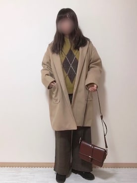 「GRL」｜「アイテム（ステンカラーコート）」を使った、名波  凪さん（レディース・157cm）の冬コーディネート