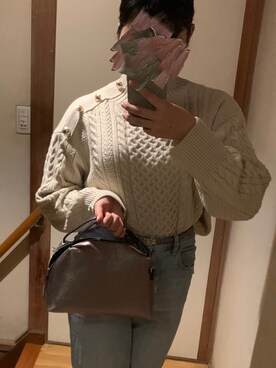 「GU（ジーユー）のアイテム（ニット/セーター、ベージュ系）」を使った、まみさん（レディース・162cm）の秋コーディネート