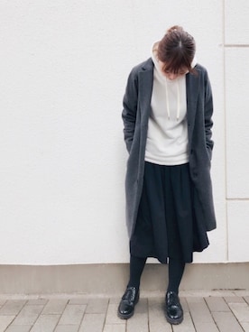 「黒スカート」｜「アイテム（その他アウター）」を使った、ゆめさん（レディース・156cm）の冬コーディネート
