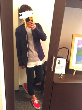 「RAGEBLUE（レイジブルー）の＜トレンドのロング丈＞ワッフルロングカットソー/733404（Tシャツ/カットソー）」を使った、ダビさん（メンズ・161cm）の春コーディネート