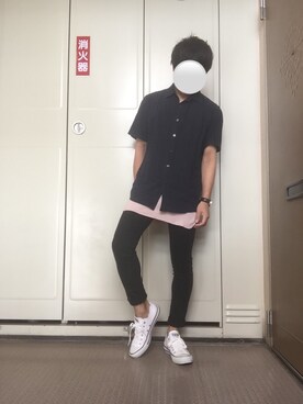 「WEGO（ウィゴー）のWEGO/スラブワッフルラウンドロングタンクトップ（タンクトップ）」を使った、ダビさん（メンズ・162cm）の秋コーディネート