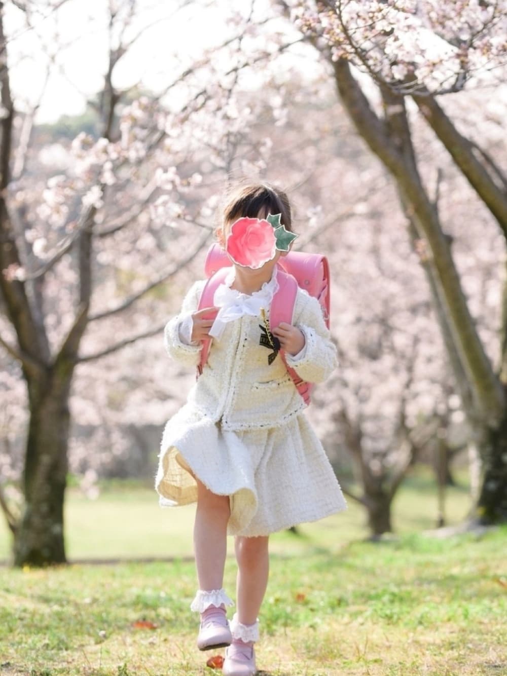 「入学式、一年生、鈴たんootd」｜「LIRICOのアイテム（ランドセル、ピンク系）」を使った、鈴たんさん（レディース・110cm）の春コーディネートの1枚目の写真