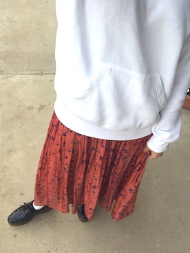 「オレンジスカート」｜いおさん（レディース・160cm）の春コーディネート