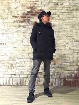 「TRANS CONTINENTS（トランスコンチネンツ）のアイテム（ダウンジャケット/コート）」を使った、Ryoki Endoさん（メンズ・170cm）の冬コーディネート
