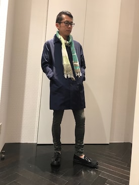 「TRANS CONTINENTS（トランスコンチネンツ）のアイテム（ステンカラーコート）」を使った、Ryoki Endoさん（メンズ・170cm）の秋コーディネート