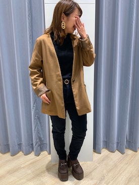 「カッコイイ女子」｜「アイテム（ノーカラージャケット）」を使った、ばなおさん（レディース・142cm）の秋コーディネート