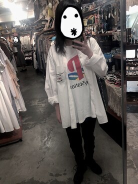 「PlayStationのアイテム（Tシャツ/カットソー、ホワイト系）」を使った、nicoさん（レディース）の夏コーディネート