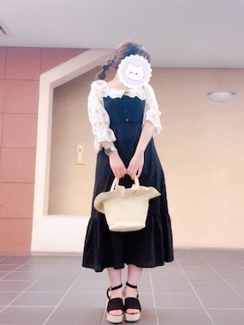 「RETRO GIRL（レトロガール）のアイテム（ジャンパースカート）」を使った、sakipin317さん（レディース・158cm）の夏コーディネート