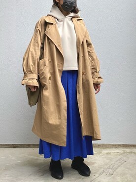 「Libra Cue（リブラ キュー）のアイテム（トレンチコート）」を使った、ヤスカタフクさん（レディース・166cm）の春コーディネート