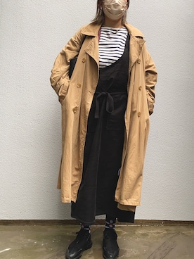 「Libra Cue（リブラ キュー）のアイテム（トレンチコート）」を使った、ヤスカタフクさん（レディース・166cm）の春コーディネート