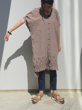 「コットンレース」｜ヤスカタフクさん（レディース・166cm）の夏コーディネート