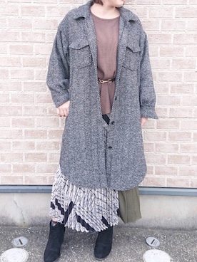 「OSMOSIS（オズモーシス）のアイテム（ジャケット/アウター）」を使った、suu.さん（レディース・162cm）の冬コーディネート