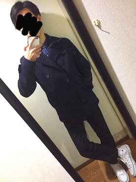 「Right-on（ライトオン）のアイテム（ピーコート）」を使った、.さん（メンズ・173cm）の冬コーディネート