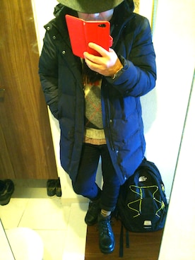 「ハットコーデ」｜「アイテム（ダウンジャケット/コート）」を使った、Jigenさん（メンズ・168cm）の冬コーディネート