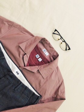 「UNIQLO（ユニクロ）のクルーネックＴ（半袖）（Tシャツ/カットソー、ブラウン系）」を使った、Kaku wearさん（メンズ・176cm）の春コーディネート