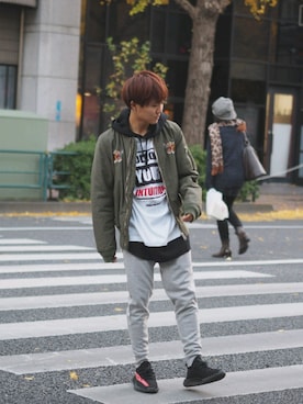 「※ALPHA（アルファ）のアイテム」を使った、TSUKAKOSHIさん（メンズ・165cm）の冬コーディネート