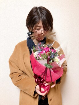 「ニコアンド」｜「アイテム（チェスターコート）」を使った、kuroxさん（レディース・156cm）の冬コーディネート