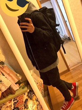 「パーティースタイル」｜「アイテム（MA-1）」を使った、ユウマやでさん（メンズ・161cm）の冬コーディネート