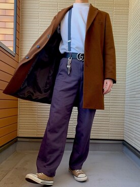 「アイテム（サスペンダー）」を使った、りんたさん（メンズ・175cm）の冬コーディネート