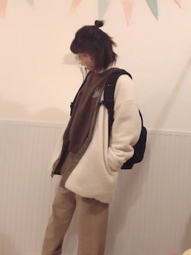 「chocol raffine robe（ショコラフィネローブ）のアイテム（ブルゾン）」を使った、やなぎさん（レディース・158cm）の秋コーディネート