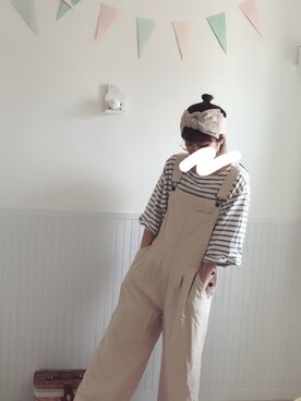 「カオリノモリ」｜「アイテム（オールインワン・サロペット）」を使った、やなぎさん（レディース・158cm）の夏コーディネート