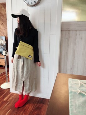 「abcd（ナシ）のアイテム（キャップ）」を使った、ｍii*さん（レディース・156cm）の冬コーディネート