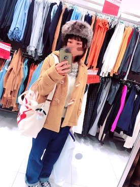 「POU DOU DOU（プードゥドゥ）のアイテム（ダッフルコート）」を使った、ｍii*さん（レディース・156cm）の冬コーディネート