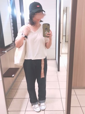 「CHUMS（チャムス）のアイテム（キャップ）」を使った、ｍii*さん（レディース・156cm）の夏コーディネート